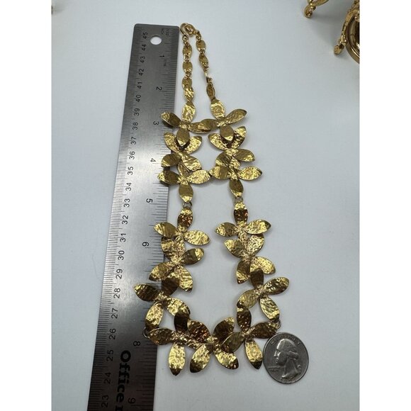 Vintage RLL Ralph Lauren Gold Tone Flower Design Gold Tone Necklace 17" Long - Picture 4 of 9